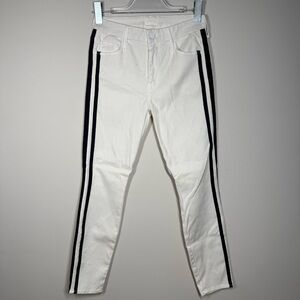 Mother White Skinny Jeans w Black Side Stripe Size 26